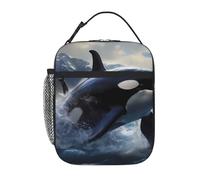 YYHWHJDE Borsa termica portatile per il pranzo con motivo orca killer balena, riutilizzabile, durevole, per uomini e donne, facile da trasportare