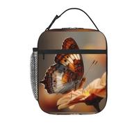 YYHWHJDE Borsa termica portatile per il pranzo con motivo sul retro di una farfalla con immagine riutilizzabile borsa per il pranzo durevole per uomini e donne facile da trasportare