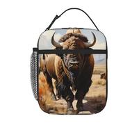 YYHWHJDE Borsa termica portatile per il pranzo, con stampa di bisonte nordamericano, riutilizzabile, durevole, per uomini e donne, facile da trasportare
