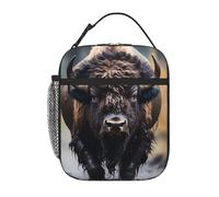 YYHWHJDE Borsa termica portatile per il pranzo, con stampa di bisonte nordamericano, riutilizzabile, durevole, per uomini e donne, facile da trasportare