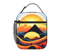 YYHWHJDE Borsa termica portatile per il pranzo, motivo alba e montagna, riutilizzabile, durevole, per uomini e donne