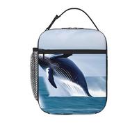 YYHWHJDE Borsa termica portatile per il pranzo, motivo balene in mare, riutilizzabile, durevole, per uomini e donne