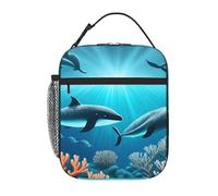 YYHWHJDE Borsa termica portatile per il pranzo, motivo balene sotto il mare, riutilizzabile, durevole, per uomini e donne, facile da trasportare