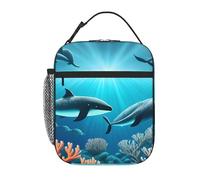 YYHWHJDE Borsa termica portatile per il pranzo, motivo: balene sotto il mare, riutilizzabile, durevole, per uomini e donne, facile da trasportare