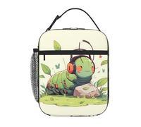 YYHWHJDE Borsa termica portatile per il pranzo, motivo: bruco che ascolta la musica, riutilizzabile, durevole, per uomini e donne, facile da trasportare