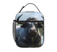 YYHWHJDE Borsa termica portatile per il pranzo, motivo bufalo d'acqua, riutilizzabile, durevole, per uomini e donne