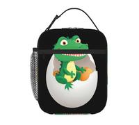 YYHWHJDE Borsa termica portatile per il pranzo, motivo: coccodrillo nel guscio d'uovo, riutilizzabile, durevole, per uomini e donne, facile da trasportare