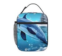 YYHWHJDE Borsa termica portatile per il pranzo, motivo delfino, riutilizzabile, durevole, per uomini e donne