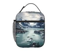YYHWHJDE Borsa termica portatile per il pranzo, motivo: fiordo ghiacciaio, modello Alaska, riutilizzabile, durevole, per uomini e donne
