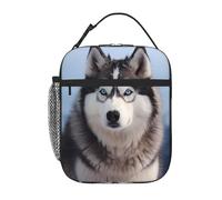 YYHWHJDE Borsa termica portatile per il pranzo, motivo husky siberiano, riutilizzabile, durevole, per uomini e donne, facile da trasportare