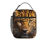 YYHWHJDE Borsa termica portatile per il pranzo, motivo: leopardo dagli occhi profondi, riutilizzabile, durevole, per uomini e donne, facile da trasportare