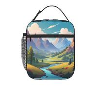 YYHWHJDE Borsa termica portatile per il pranzo, motivo: montagne sotto nuvole bianche, riutilizzabile, durevole, per uomini e donne, facile da trasportare