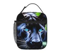 YYHWHJDE Borsa termica portatile per il pranzo, motivo: pantera con occhi azzurri, riutilizzabile, durevole, per uomini e donne, facile da trasportare