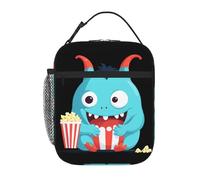 YYHWHJDE Borsa termica portatile per il pranzo, motivo: piccolo mostro che mangia popcorn, riutilizzabile, resistente per uomini e donne
