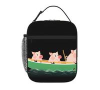 YYHWHJDE Borsa termica portatile per il pranzo, motivo: tre porcellini a remi, riutilizzabile, durevole, per uomini e donne