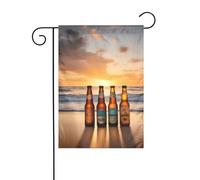 YYHWHJDE Bottiglie Birra Spiaggia Tramonto Tempo Stampe Giardino Bandiera Cortile Decorazione 30,5 x 45,7 cm Spessore Moda