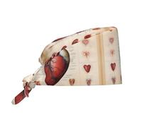 YYHWHJDE Bouffant Scrub Caps Anatomia Umana Grafico Cuore Stampe - Cuffia Chirurgica Regolabile per Uomo e Donna Nero, Nero , Taglia unica