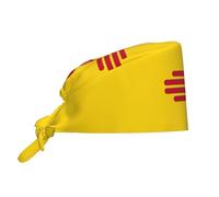 YYHWHJDE Bouffant Scrub Caps Bandiera del New Mexico Stampe - Cuffia chirurgica regolabile per uomo e donna nero