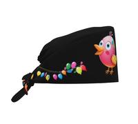 YYHWHJDE Bouffant Scrub Caps Happy Balloon Bird Prints - Cuffia chirurgica regolabile per uomini e donne, nero