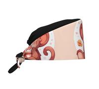 YYHWHJDE Bouffant Scrub Caps Happy Little Monkey Prints - Cuffia chirurgica regolabile per uomini e donne, nero