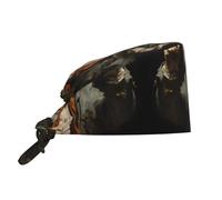 YYHWHJDE Bouffant Scrub Caps Mr. Dancing Tiger Prints - Cuffia chirurgica regolabile per uomini e donne, nero