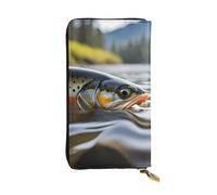 YYHWHJDE Brook Trout Fly Fishing Picture Leather lunga pochette portafoglio Progettato per ragazze e donne alla moda elegante e personalizzato 19 x 10,5 cm, nero, taglia unica, Nero , Taglia unica