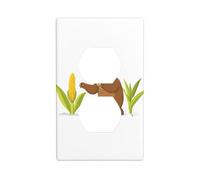 YYHWHJDE Brown Bear Picking Corn Prints - Pannello a parete per presa elettrica, resistente al calore, 11,4 x 7 cm