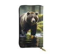 YYHWHJDE Brown Bear Pounce - Portafoglio lungo in pelle di qualità, progettato per ragazze e donne alla moda, elegante, 19 x 10,5 cm, Nero , Taglia unica