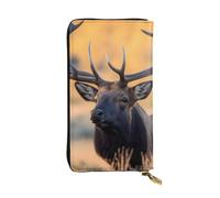 YYHWHJDE Bull Elk - Portafoglio lungo in pelle di qualità per ragazze e donne, alla moda, 19 x 10,5 cm, Nero , Taglia unica