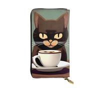 YYHWHJDE Caffè gatti bere caffè modello pochette lunga in pelle progettato per ragazze e donne alla moda elegante e personalizzato 19 x 10,5 cm, nero, taglia unica, Nero , Taglia unica