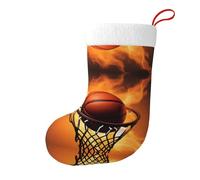 Yyhwhjde Calza decorativa natalizia con immagine di basket sul fuoco, per riempire piccoli regali come caramelle e piccoli giocattoli