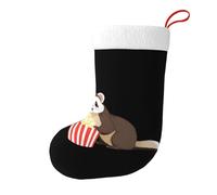 Yyhwhjde Calze decorative natalizie con immagine di furetto che mangiano popcorn, per riempire piccoli regali come caramelle e piccoli giocattoli