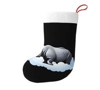 Yyhwhjde Calze decorative natalizie con immagine di rinoceronte tra le nuvole, per riempire piccoli regali come caramelle e piccoli giocattoli