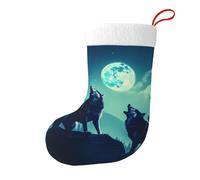 Yyhwhjde Calze decorative natalizie con lupo che ulula alla luna piena, per riempire piccoli regali come caramelle e piccoli giocattoli