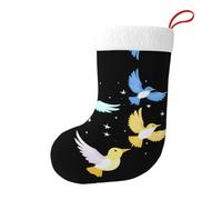 YYHWHJDE Calze decorative natalizie con stampa di uccelli tra le stelle, morbide, soffici, leggere e confortevoli