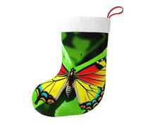 Yyhwhjde Calzini decorativi natalizi colorati con foglie verdi e farfalle, per riempire piccoli regali come caramelle e piccoli giocattoli