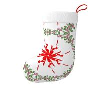 Yyhwhjde Calzini decorativi natalizi con foglie verdi e fiori rossi, per riempire piccoli regali come caramelle e piccoli giocattoli