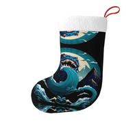 Yyhwhjde Calzini decorativi natalizi con immagine della Bestia tra le onde, per riempire piccoli regali come caramelle e piccoli giocattoli