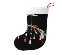 YYHWHJDE Calzini di Natale con piume e campanelli a vento, grande capacità, stampati, decorazione