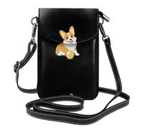 YYHWHJDE Cane di Corgi che gioca con la palla della pelliccia stampa la piccola borsa del telefono di vibrazione della tracolla delle donne di cuoio, impermeabile e durevole