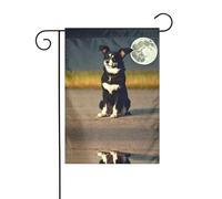YYHWHJDE Cane sotto la luna Modello Giardino pennone esterno cortile decorazione su entrambi i lati 30,5 x 45,7 cm