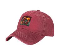 YYHWHJDE Cappellino da baseball nero da cowboy Dragon King in Fire stampe cappello in cotone regolabile classico bordo curvo, Rosso, Taglia unica