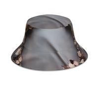 YYHWHJDE Cappello alla pescatora riflettente con motivo a foglie morte, unisex, unisex, pieghevole, reversibile, protezione solare, copricapo nero