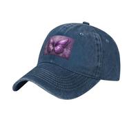 YYHWHJDE Cappello da baseball nero per adulti, con stampa artistica a forma di farfalla viola, per uomini e donne, elegante e durevole, blu navy, taglia unica