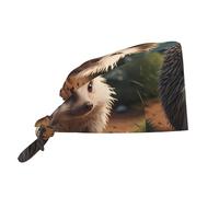 YYHWHJDE Cappello da lavoro per la pulizia, cappello da cuoco stampato con riccio triste, per donne e uomini, regolabile, traspirante, nero