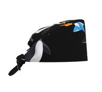 YYHWHJDE Cappello da lavoro per pulizie con pinguino che gioca con aeroplano di carta stampato cappello da chef per donne e uomini, regolabile, traspirante, nero
