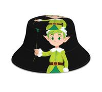 YYHWHJDE Cappello da pescatore riflettente con motivo elfo e palloncino verde, unisex, unisex, pieghevole, reversibile, protezione solare