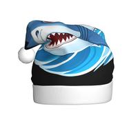 YYHWHJDE Cappello di Natale con squalo blu tra le onde per adulti accessorio festivo di qualità realizzato morbido, leggero