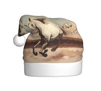 YYHWHJDE Cappello di Natale con stampa di cavallo bianco rampante per adulti accessorio festivo di qualità realizzato morbido, leggero