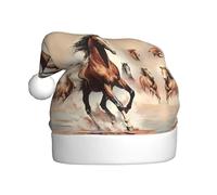 YYHWHJDE Cappello di Natale con stampa di cavallo marrone rampante per adulti accessorio festivo di qualità realizzato morbido, leggero